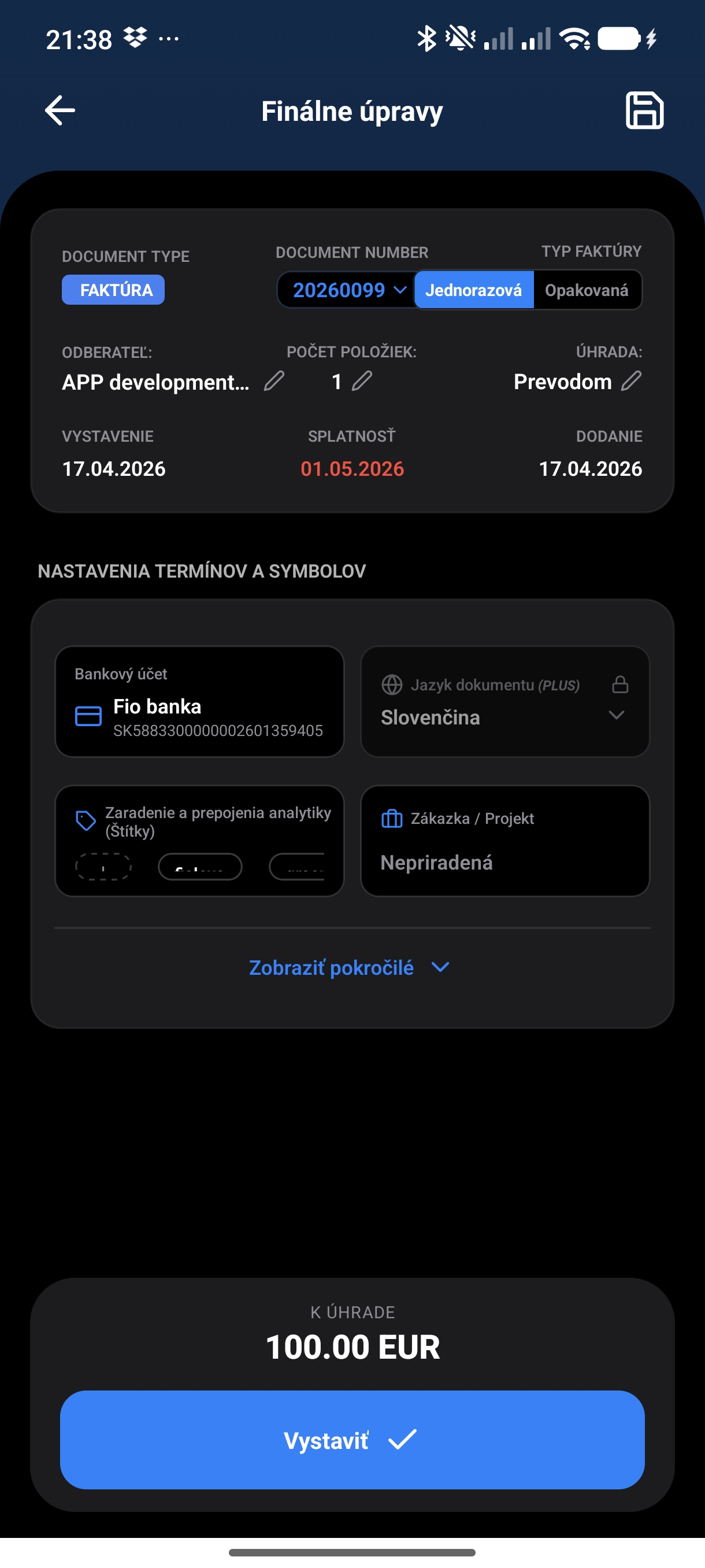 Ukážka eFakturaPRO - krok 5